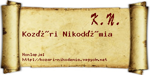 Kozári Nikodémia névjegykártya